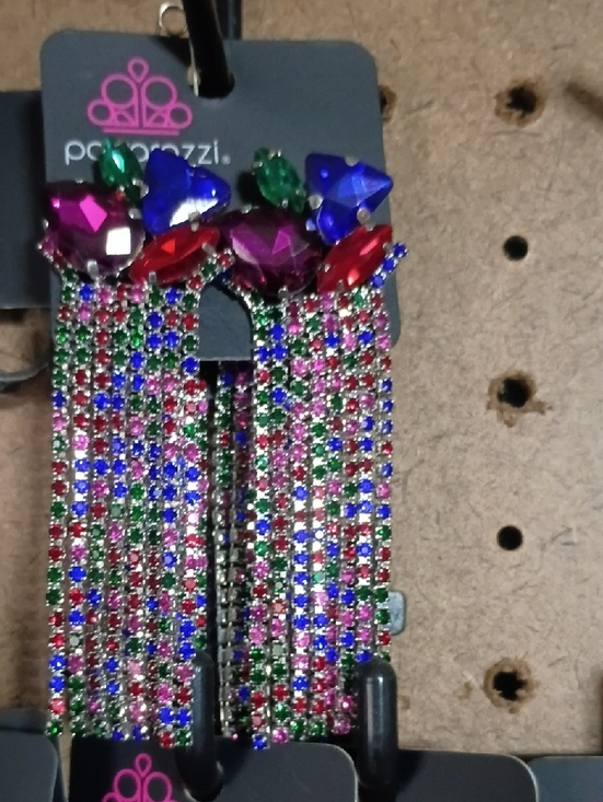 paparazzi Jewelry - Paparazzi Multicolor Rhinestone Chandelier Earrings